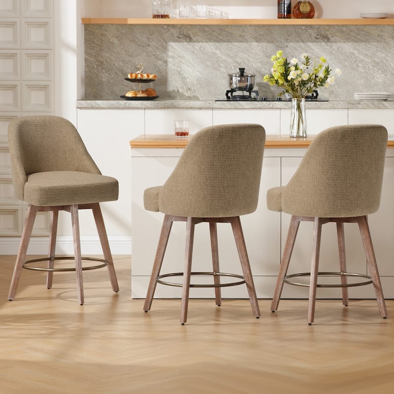 26" Counter Height Swivel Bar Stool, Upholstered Counter Stools - 39.37" (H) x 22.44" (D) x 21.65" (W)