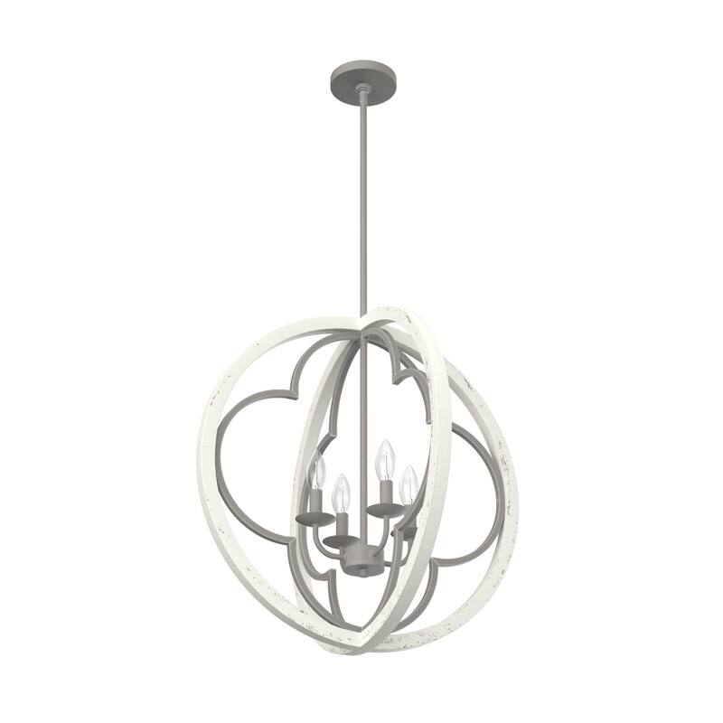 Hunter 24" Gablecrest 4-Light Pendant - Kitchen Island, Dining, Entry - Farmhouse, French Country, Distressed White