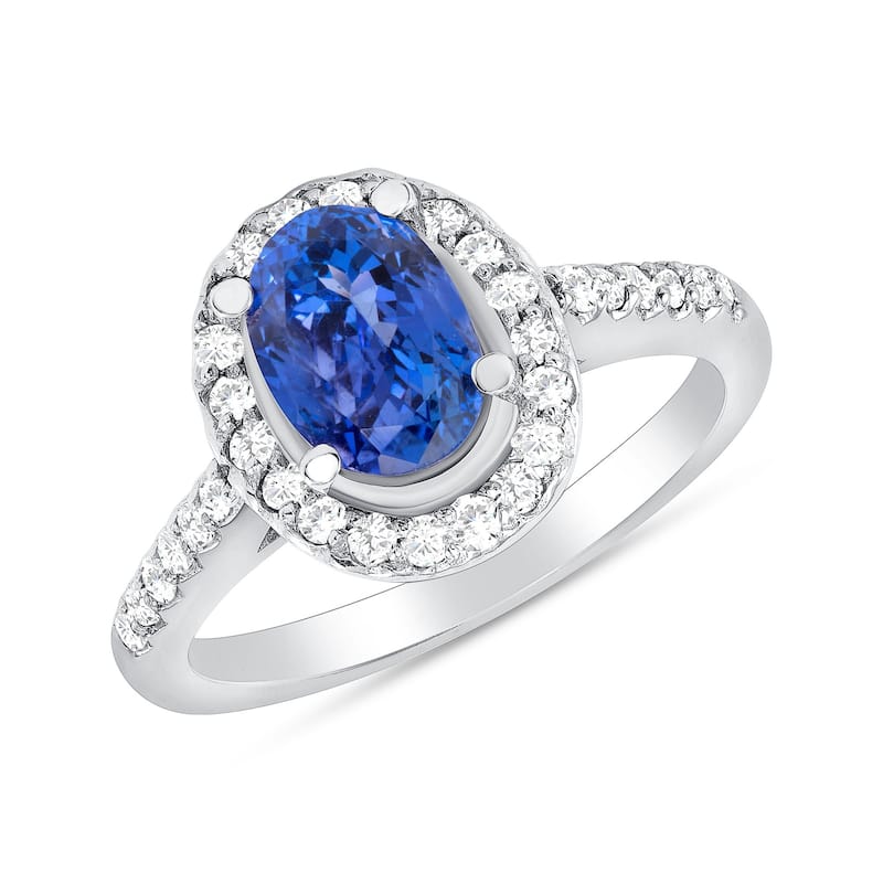 1.43 ct Tanzanite and Diamond Ring in 14k White Gold