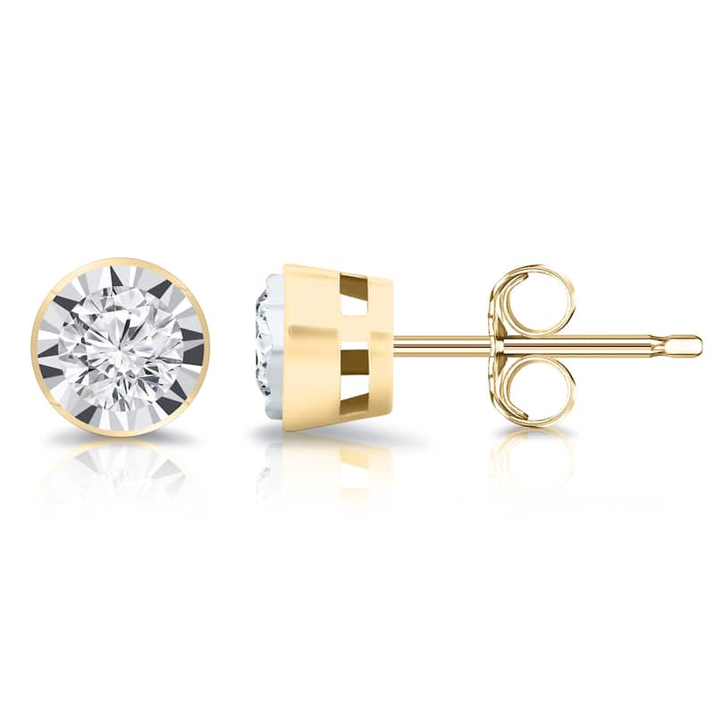Auriya 14k Gold 5/8ctw Round Diamond Stud Earrings Bezel-set (G-H, VS1-VS2)