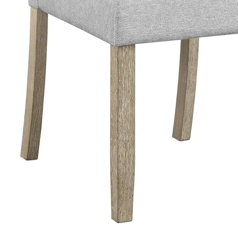 Koji Dining Chair Set of 2, Gray Fabric Padded Seat, Brown Wood Frame