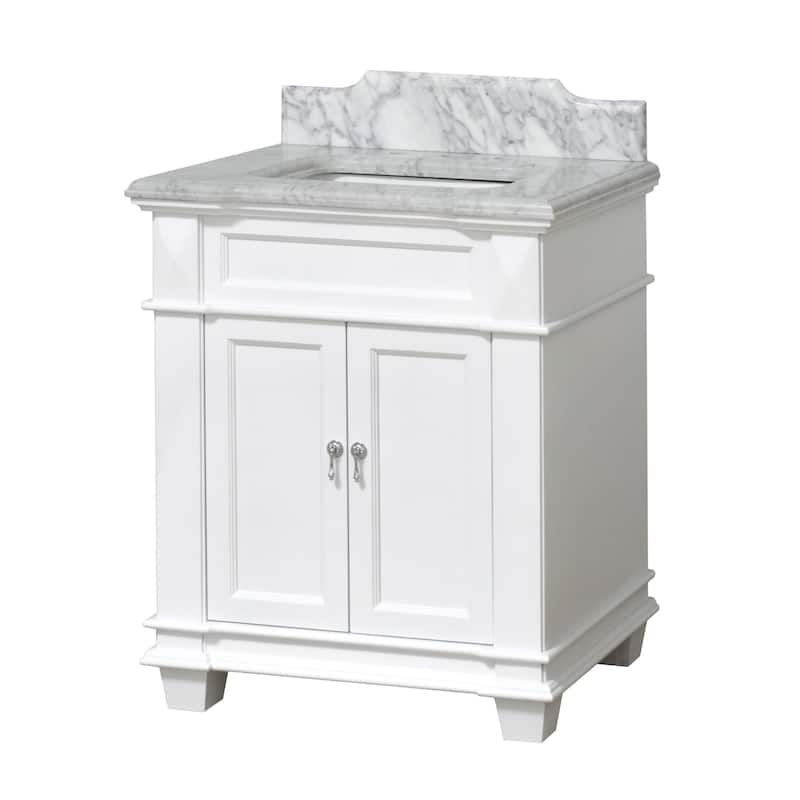 KitchenBathCollection Elizabeth 30" Bathroom Vanity with Carrara Marble Top