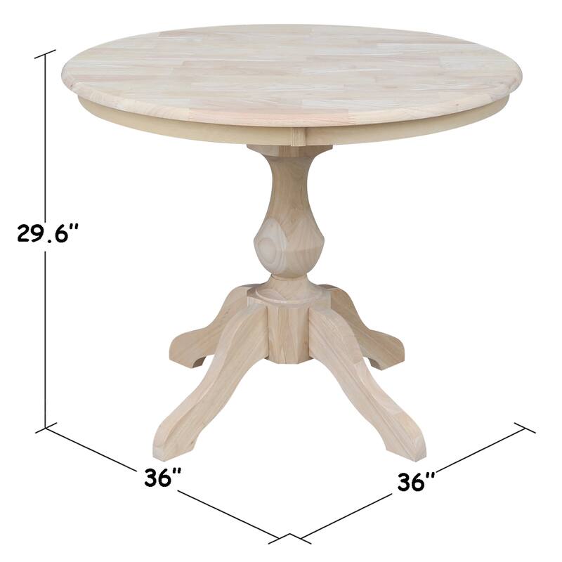 36" Round Top Pedestal Dining Table - Unfinished