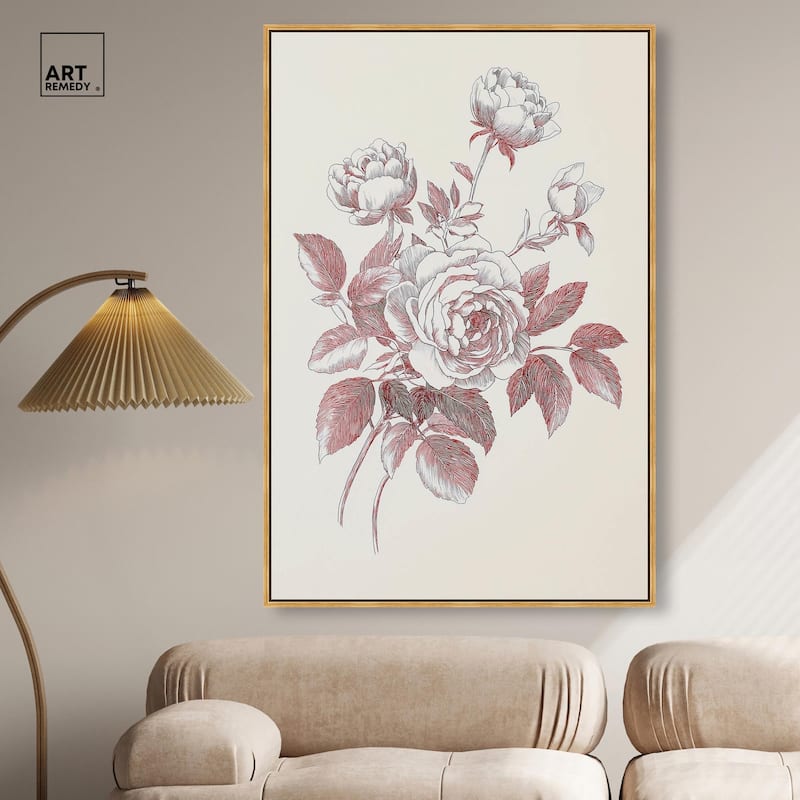 Breezy Red Pencil Blooms II Canvas by Art Remedy