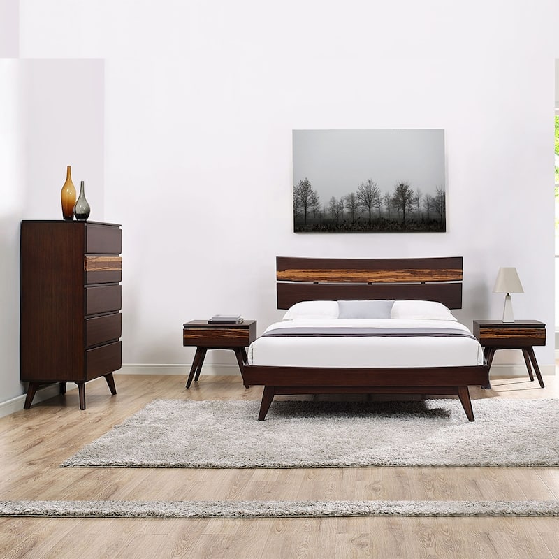 Sarah 4pc King Platform Bedroom Set with Chest in Golden