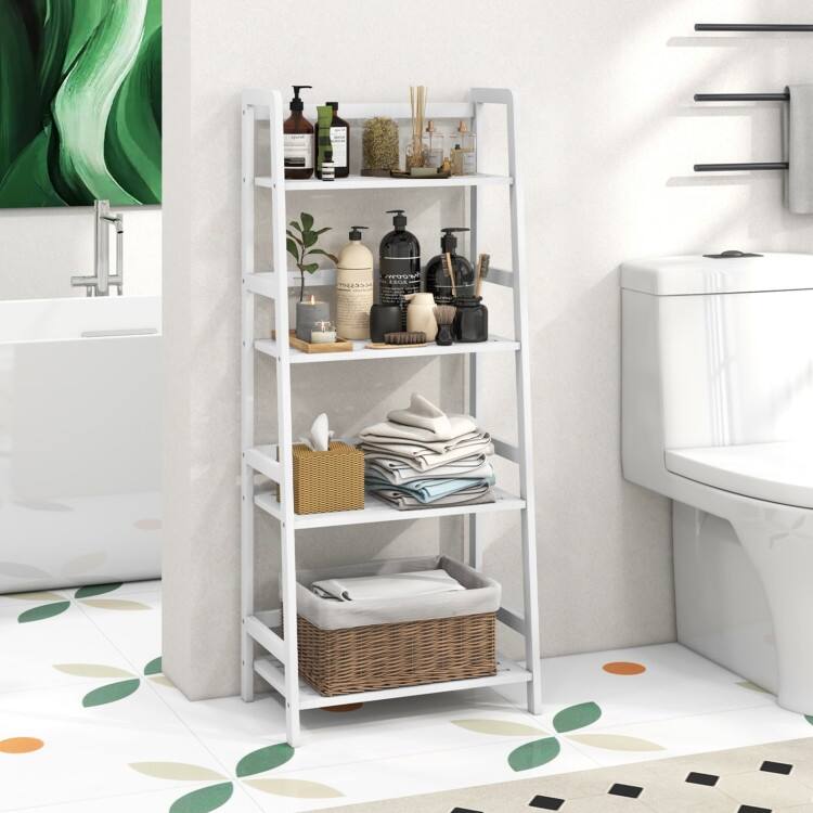 47.5 Inch 4-Tier Multifunctional Bamboo Bookcase Storage Stand Rack - 19" x 12.5" x 47.5"(L x W x H)