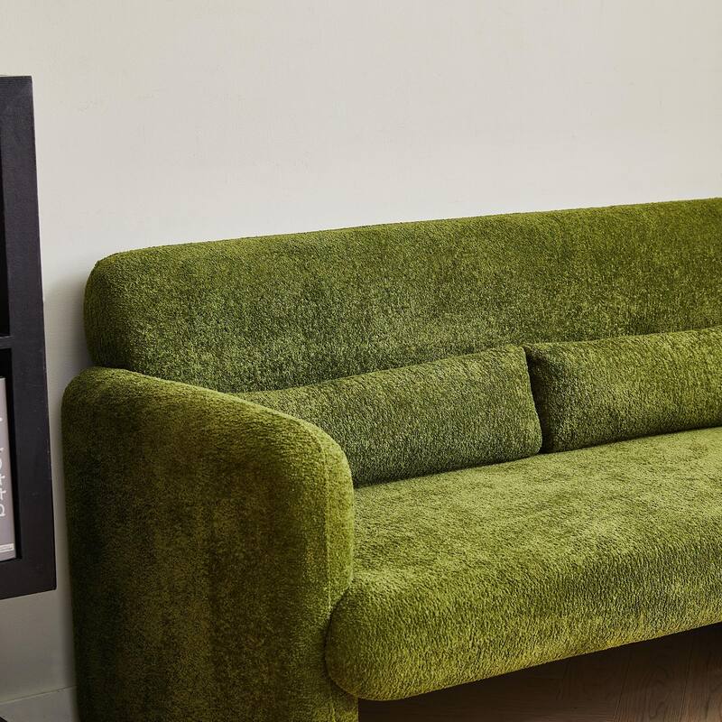 Stylish Velvet 2 Seat Sofa Accent Sofa with Lumbar Pillow, Loveseat Sofa Couch with Wood Frame for Living Room