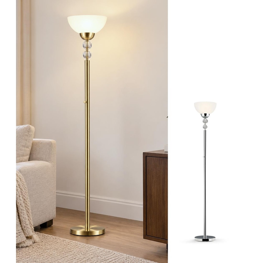 71 inch Crystal Balls Dimmer LED Torchiere Floor Lamp