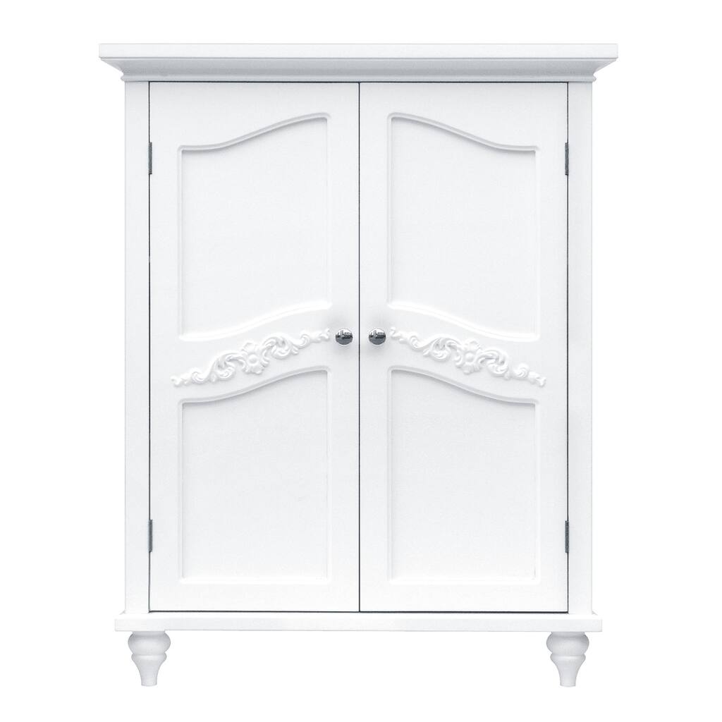 Home Versailles Wooden Floor Cabinet with 2 Shelves, White