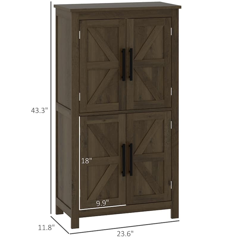 MDF Bathroom Cabinet with Four-Tier Shelves and Adjustable Storage and Protective Foot Pads - 23.6" L x 11.8" W x 43.3" H