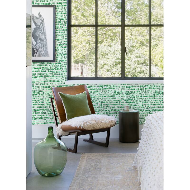 A-Street Prints Runes Green Brushstrokes Wallpaper
