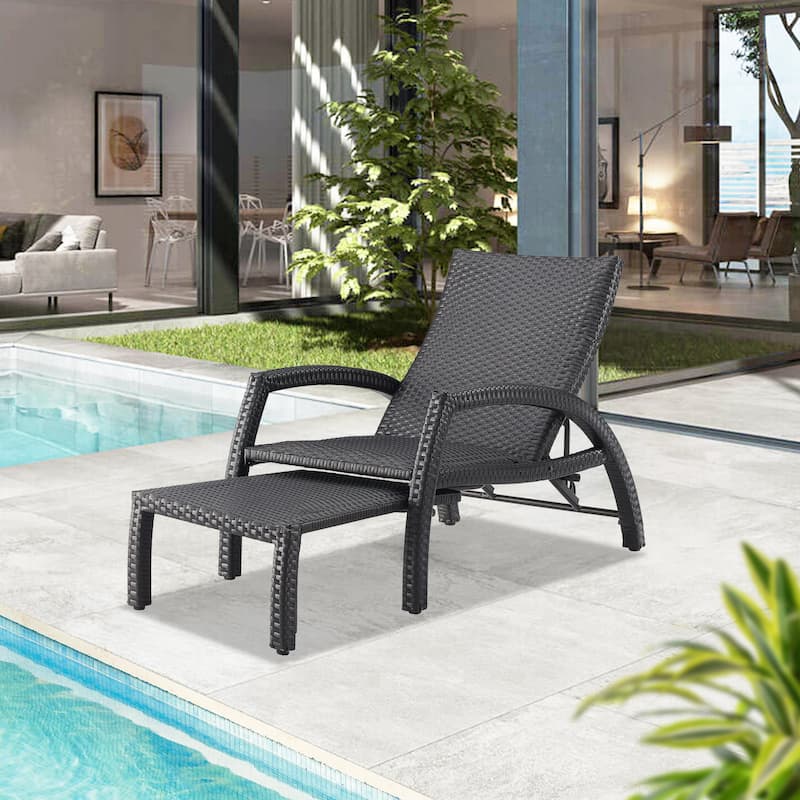 Aluminum Lounger Outdoor Wicker Convertible Chaise Lounge - Aqua