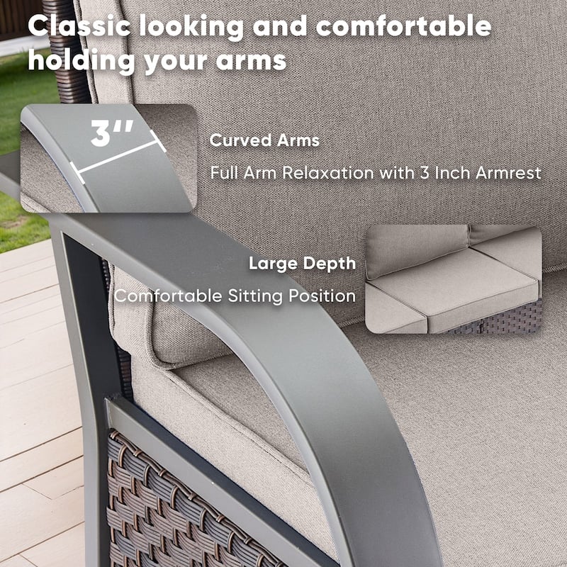 Outdoor Sofa with 2 Swivel Chairs, 2 Patio Chairs and 2 Ottomans