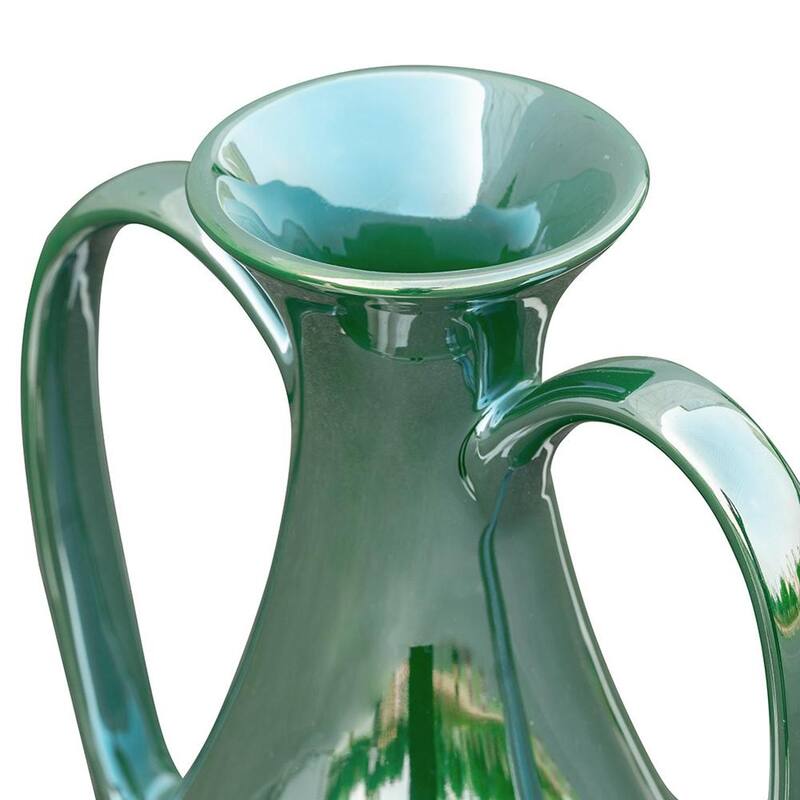 12" Green Ceramic Amphora Table Vase - 7.90
