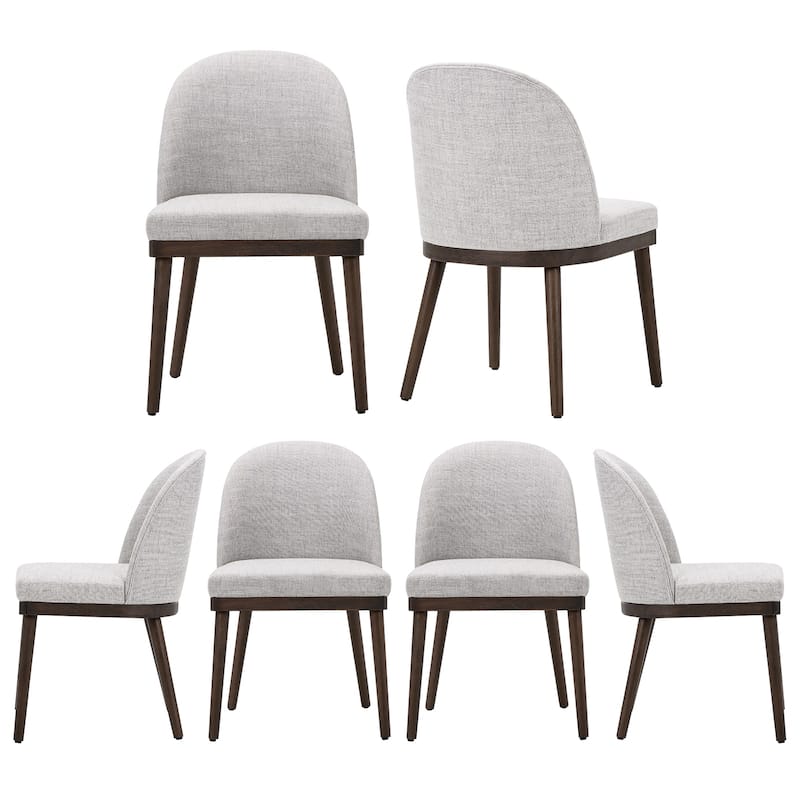 Upholstered Fabric Dining Chairs with Curved Backrest