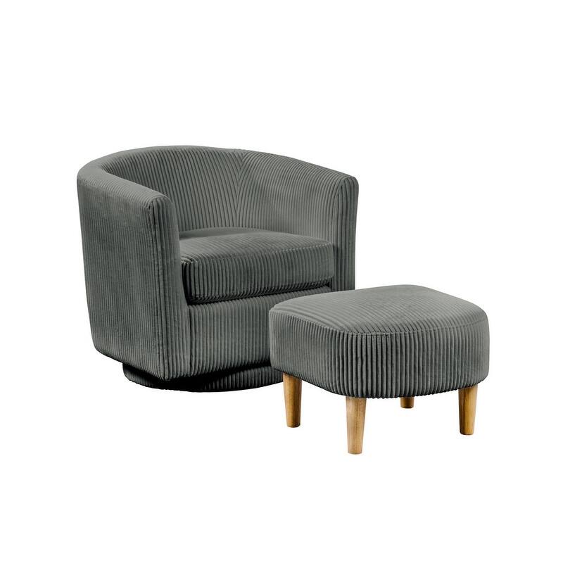 Best Quality Furniture Velvet Stripe Design Chair With Ottoman (Set of 2)