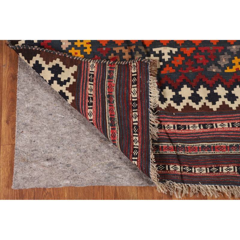 Kilim Qashqai Persian Vintage Rug Oriental Flatweave Wool Carpet - 5'2"x 9'6"