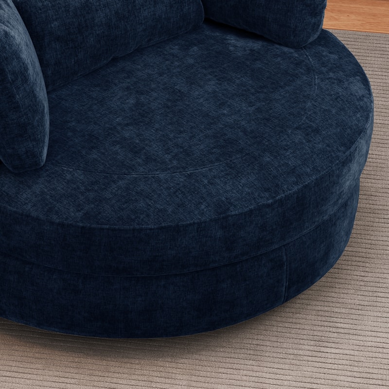 50.2"W Accent Barrel Chair,360° Swivel Club Chair with Metal Base