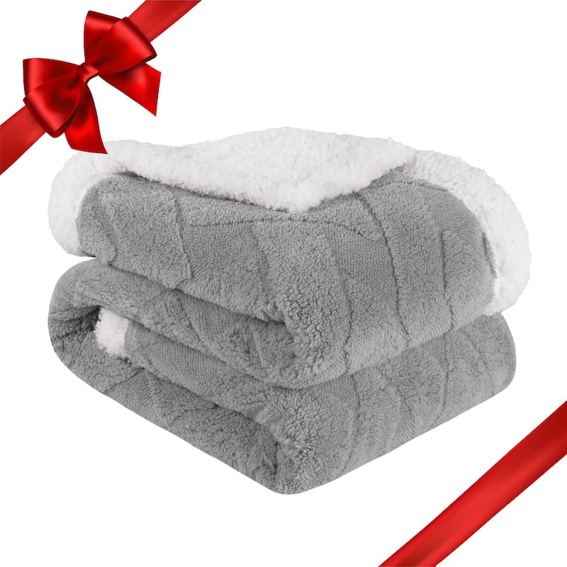 Superior Nuuk Jacquard Lattice Fluffy Sherpa Fleece Blanket