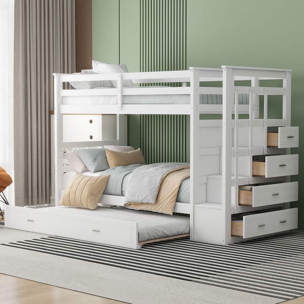Bunk Bed with Trundle and Staircase