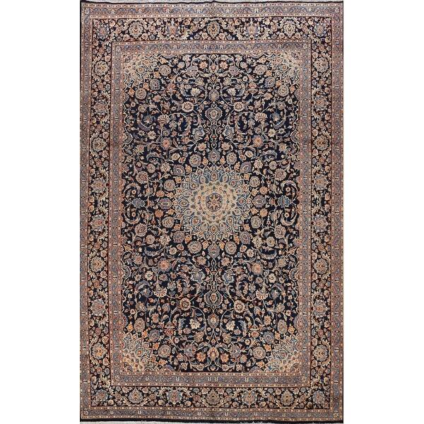 Shop Floral Kashmar Persian Area Rug Wool Handmade Navy Blue Carpet 9 9 X 12 7 On Sale Overstock 31880445