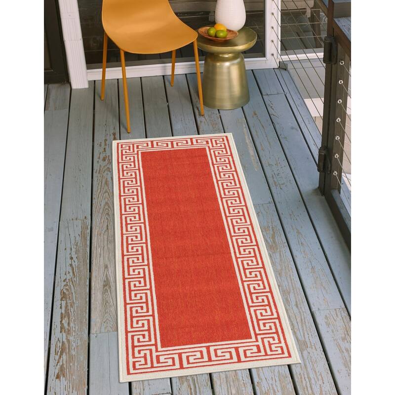 Outdoor Trisha Collection Area Rug - Rust Red - 2'x8'