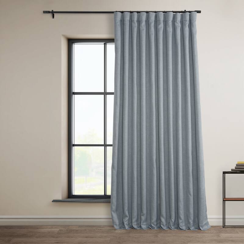 Exclusive Fabrics Faux Linen Extra Wide Room Darkening Curtains (1 Panel) - 100 X 84 - Heather Grey