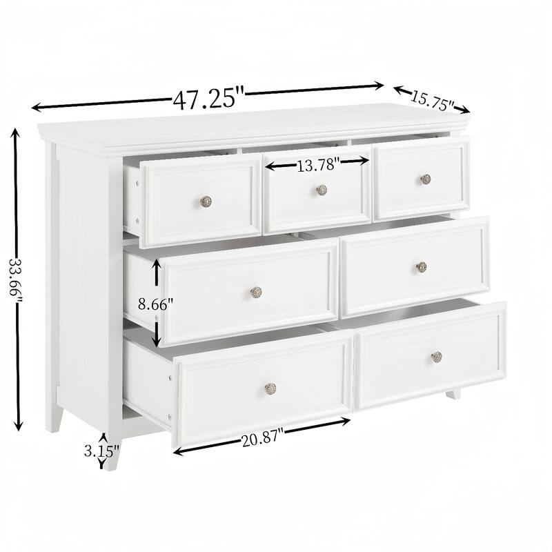 GDFStudio - Farmhouse Modern 7-Drawer Dresser Cabinet with Smooth Metal Slides and Wide Top