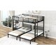 preview thumbnail 20 of 24, Full over Twin & Twin Size Bunk Bed w/Built-in Shelf, Metal Bed Frame