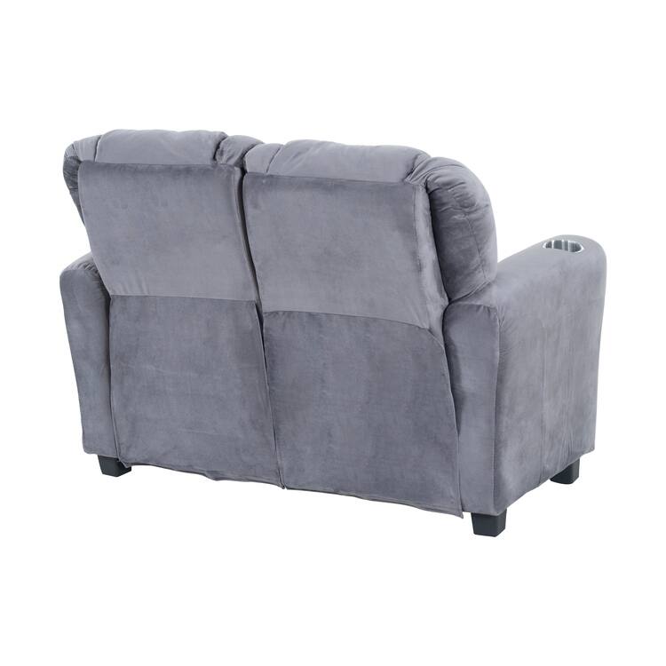 Kids Recliner Loveseat - Toddler Reclining Chair for Ages 3-5 with Cup Holders, Push-Back Recline, and Adjustable Footrest
