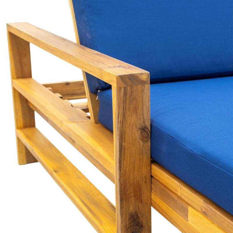Modern Outdoor Adjustable Backrest Acacia Wood Lounge Chair for Gardens