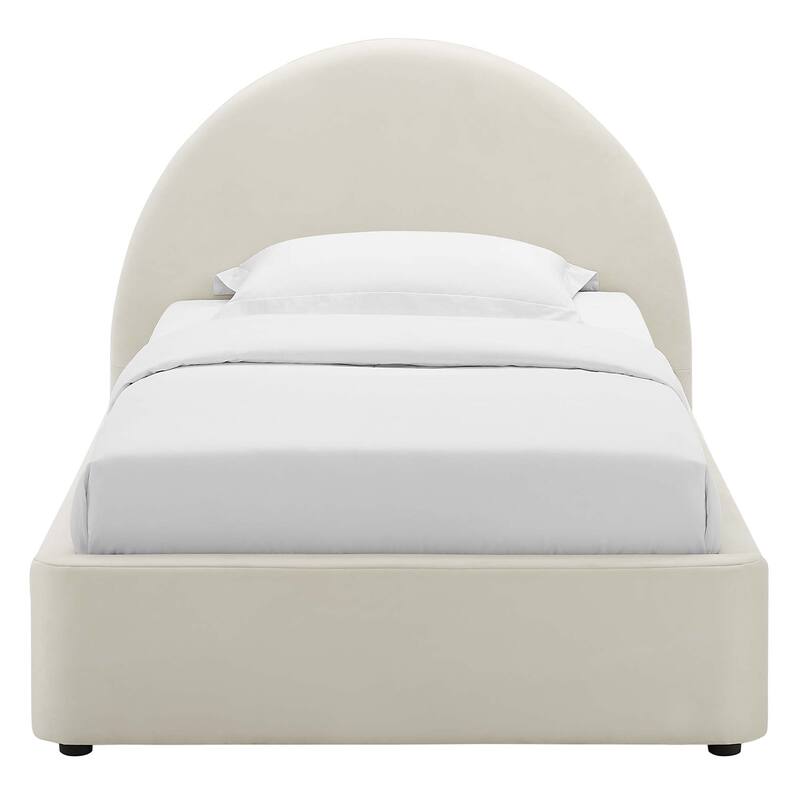 Resort Upholstered Fabric Arched Round Twin Platform Bed