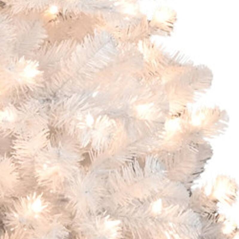 HomeRoots 9' White Pre Lit Full Pine Christmas Tree - 60.00 in. x 108.00 in. x 60.00 in.