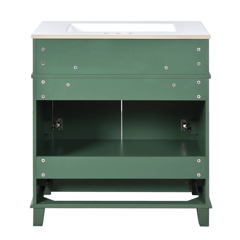 30'' Bathroom Vanity with Ceramic Sink Bathroom Storage Cabinet with one Drawer and Soft Closing Doors