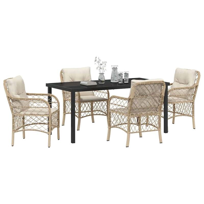 vidaXL Garden Dining Set with Cushion Poly Rattan