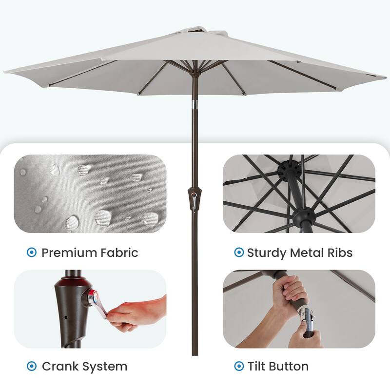 10ft Patio Market Umbrella with Crank & Tilt,UV-Risistant