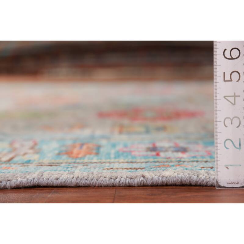 Geometric Oushak Oriental Area Rug Hand-Knotted Wool Carpet - 8'0" x 10'1"