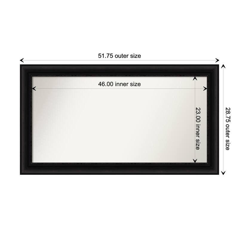 Parlor Black Framed Non-Beveled Custom Wall Mirror, Bathroom Vanity Mirror - Outer Size: 51.75 x 28.75