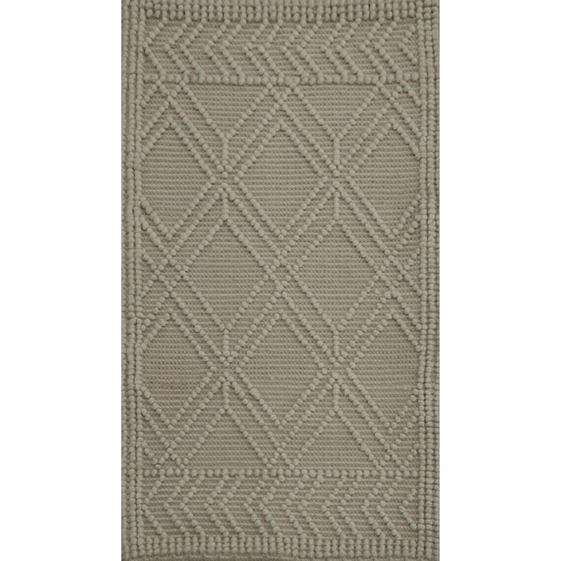 Hand Knotted Oriental 100% Wool Carpet Modern Geometric Beige & Ivories Moroccan Area Rug - 3' 10'' X 2' 3''