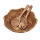 preview thumbnail 2 of 11, Gibson Home Sandhurst 3-Piece Acacia Wood Salad Bowl Set - 12-Inch Scalloped Serving Bowl with Wooden Salad Servers