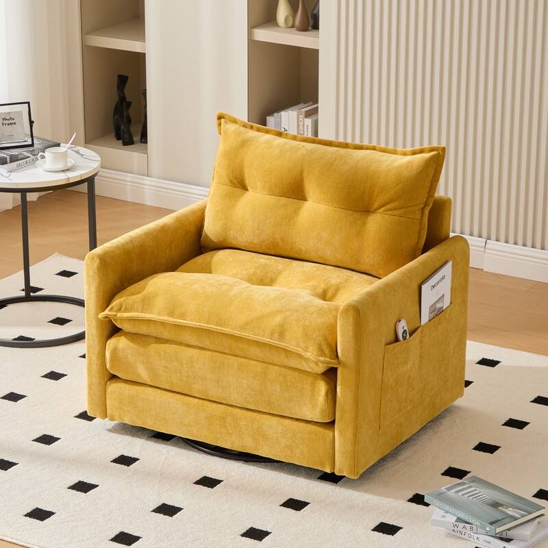 36.22" Chenille Upholstered Single Swivel Chair