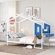 preview thumbnail 1 of 4, Full Size Platform Bed with Separate Storage Pen Case, Built-in Desk and Two Drawers White
