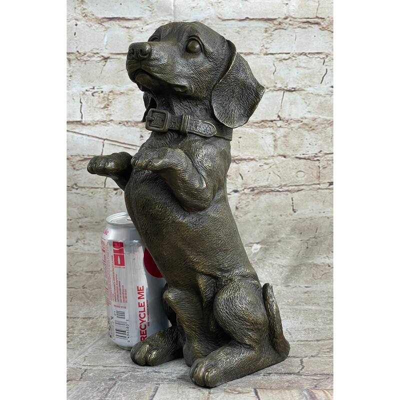 Hot Cast Bronze Puppy Dog Begging Signed Original Art Sculpture Statue Figure