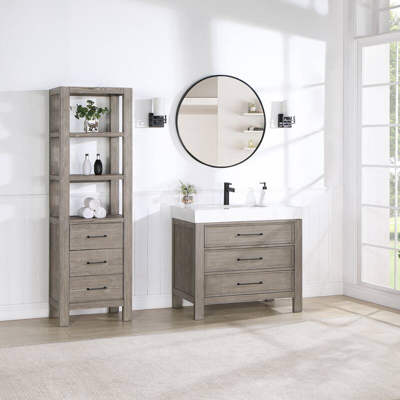 Leon 36 in. Single Bathroom Vanity with Composite Stone Top