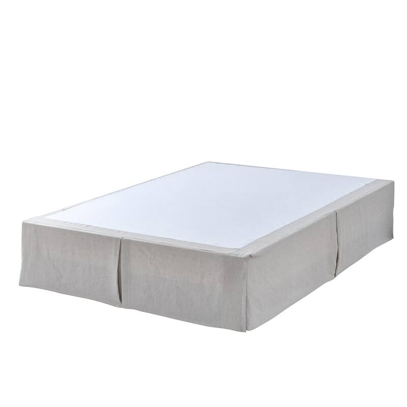 WHOLINENS Linen Bed Skirt 16 inches Drop Stone Washed Box Pleat