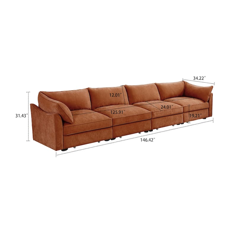 Chenille Fabric Upholstered Sofa with Under-Seat Drawers