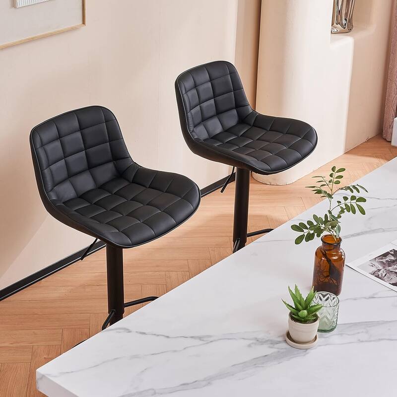 Modern Adjustable Swivel Bar Stools Counter Height Set of 2