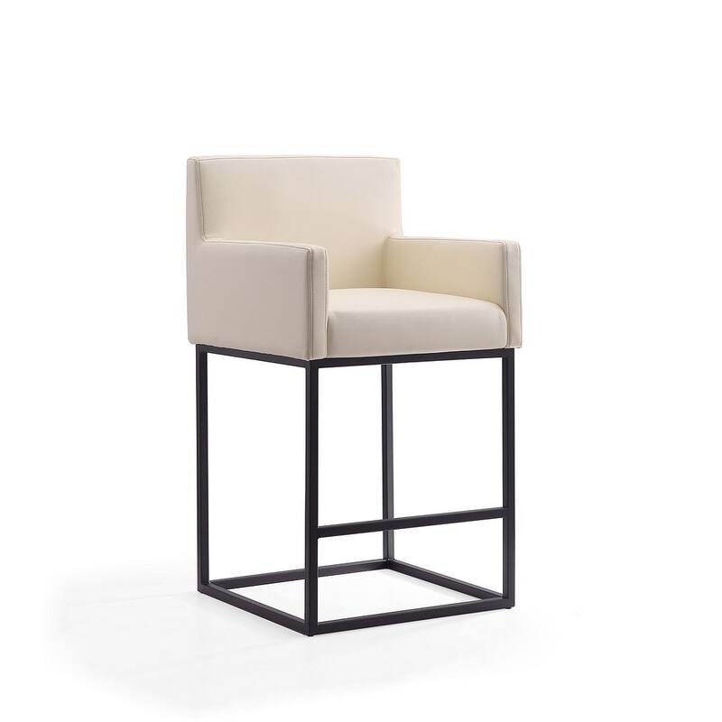Manhattan Comfort Ambassador 42 in. Black Metal Barstool (Set of 2)