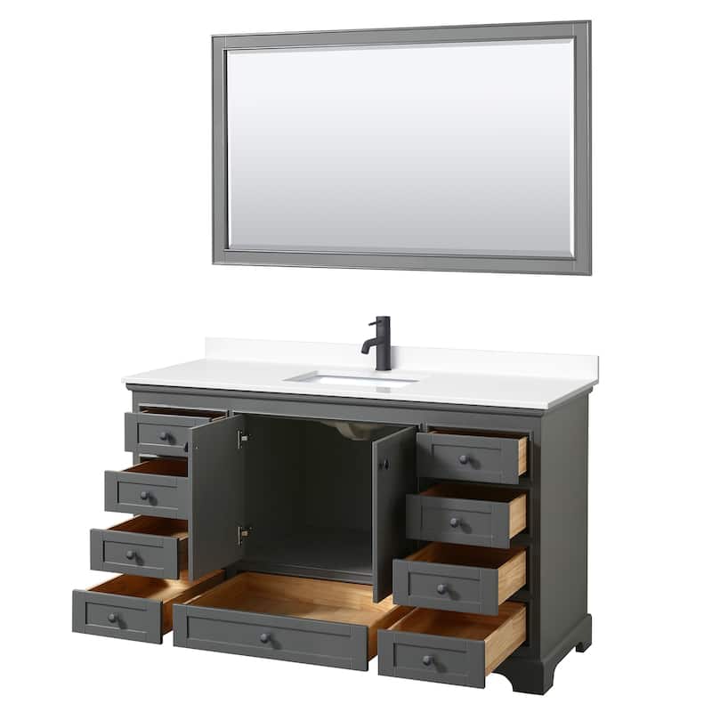 Deborah 60-inch Single Vanity, Cultured Marble Top, 58-inch Mirror