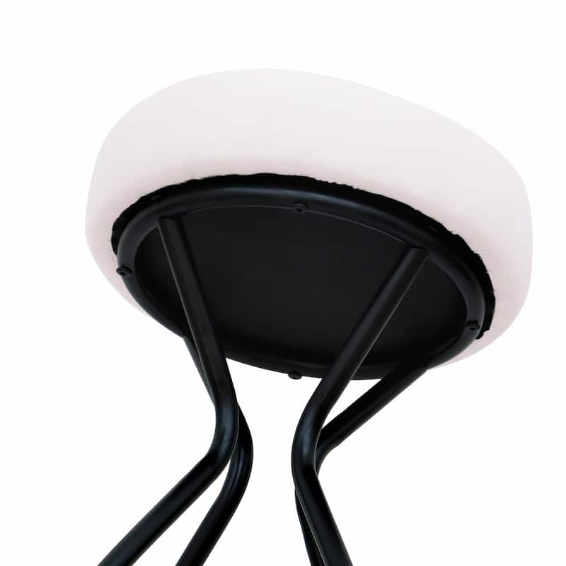 Modern Backless Bar Stools Set of 2, Round Upholstered Counter Stools